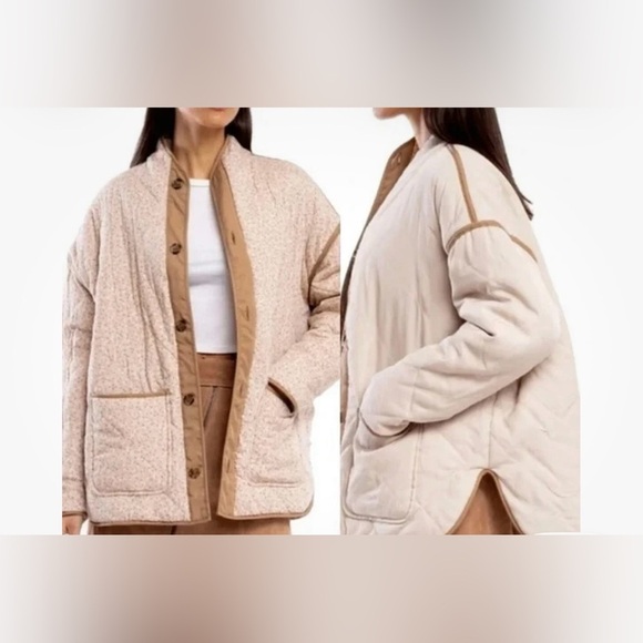 NEW Blank NYC Quilted Reversible Floral Jacket Women's Cream Pink Size XL - Picture 3 of 13